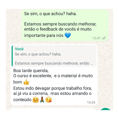 Depoimento de aluna sobre o Velarte Essencial