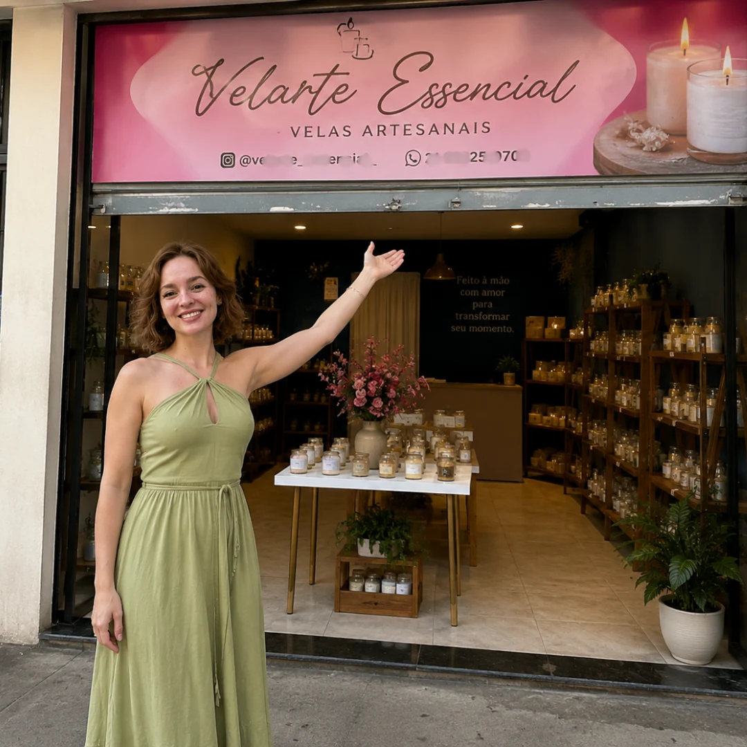 Mariana Bellini na loja Velarte Essencial